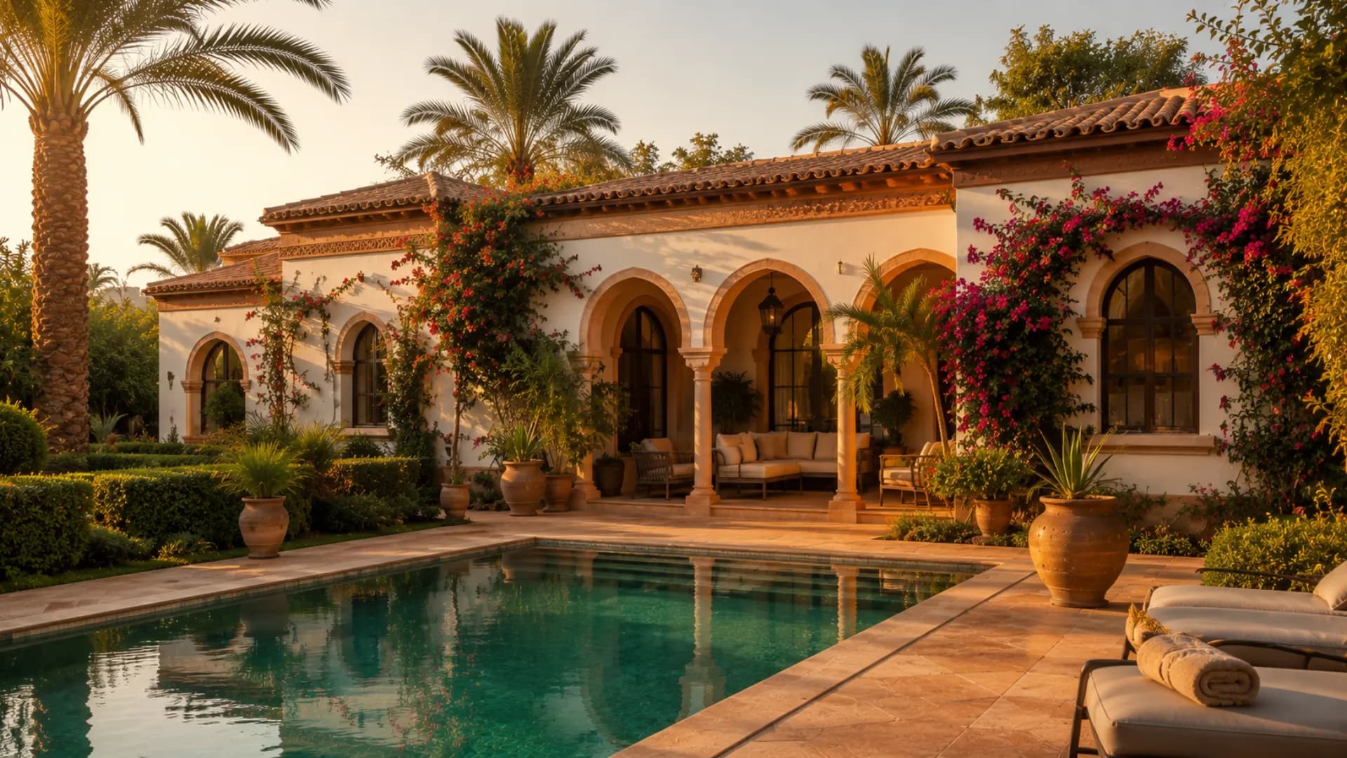 Villa à louer à Marrakech dans la palmeraie — piscine privée, vue Atlas, riad et appartements premium — All To Marrakech Conciergerie